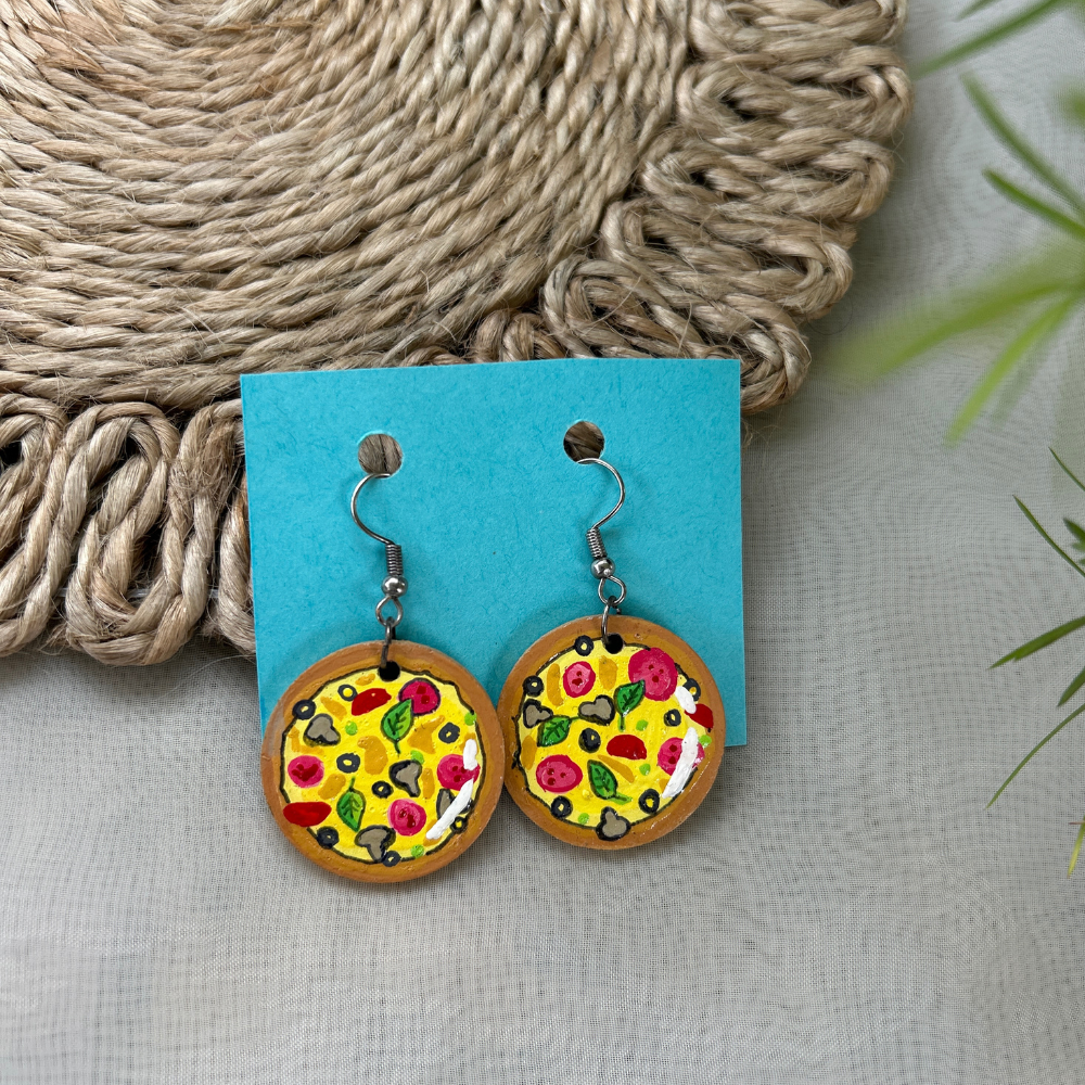 Hand painted Pizza Earrings