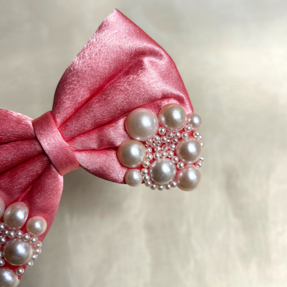 Pink Pearl Hair Bow (Large)