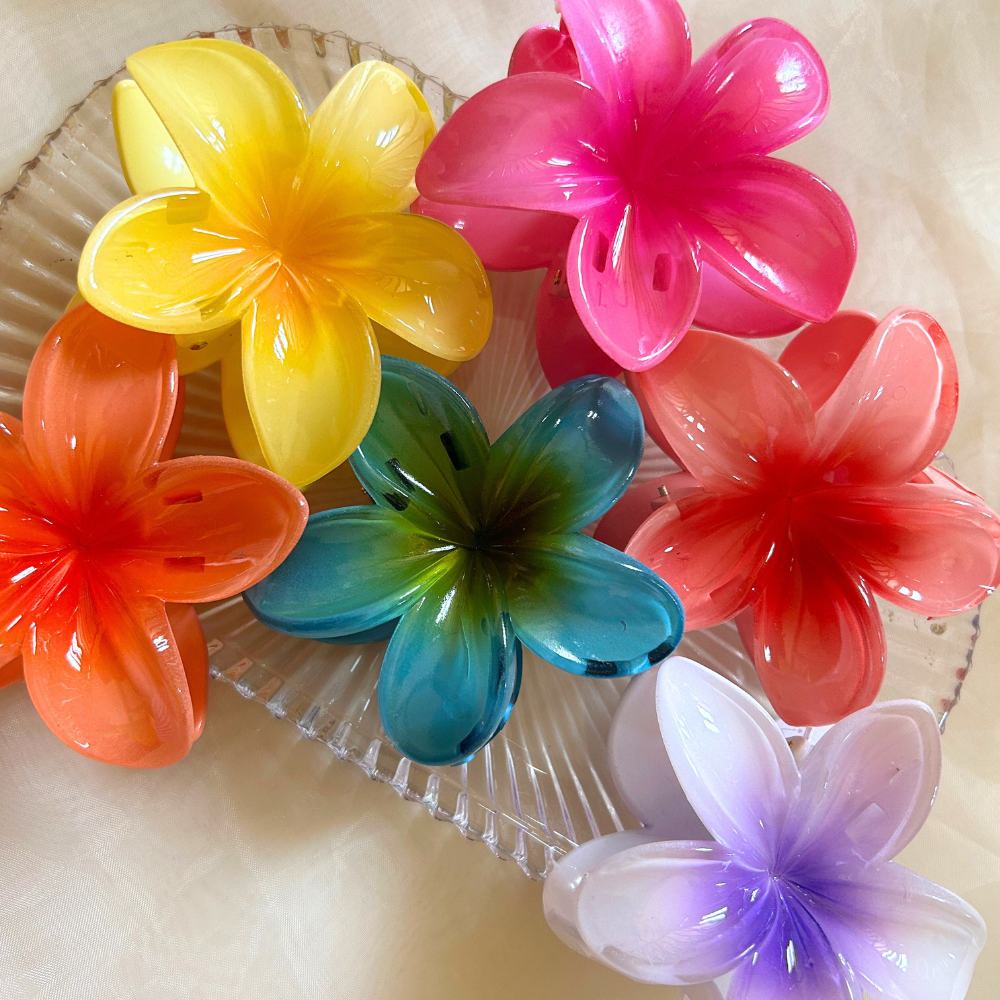 Orange Flower Claw Clip - Medium