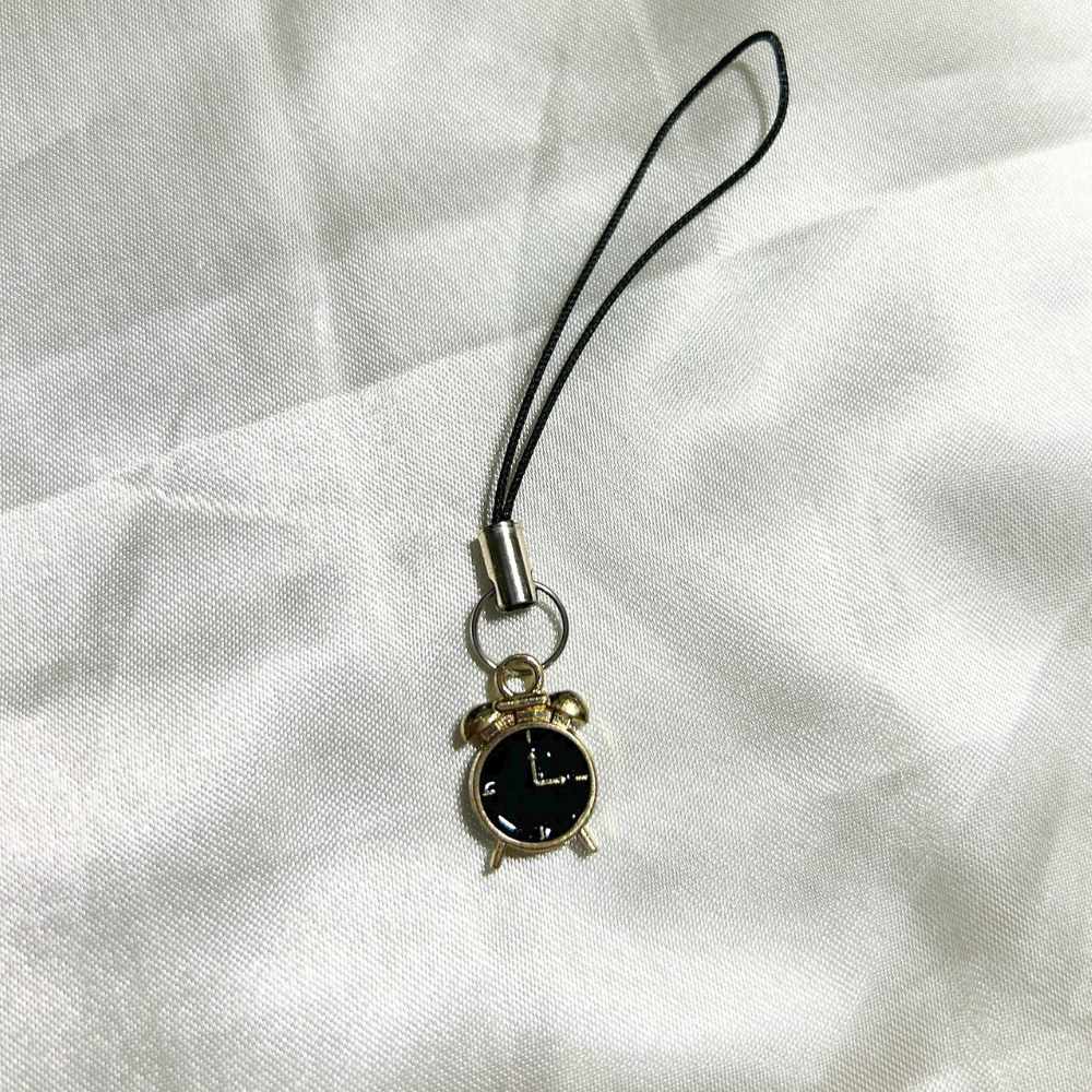 Alarm Clock Phone Charm - Black