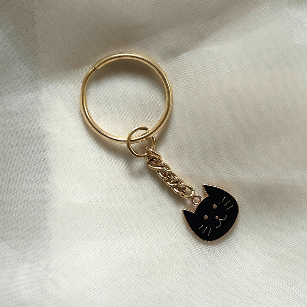 Cat Keychain - White, Black, Pink