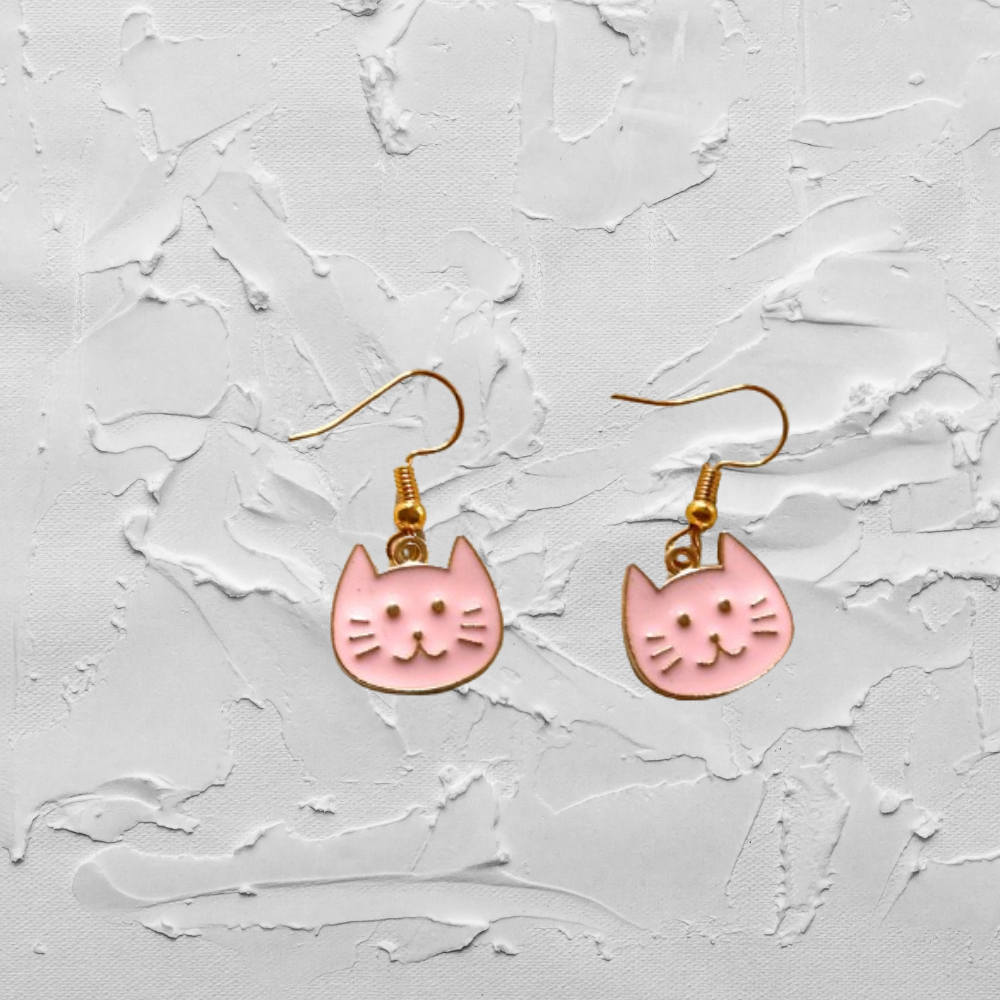 Pink Cat Earrings