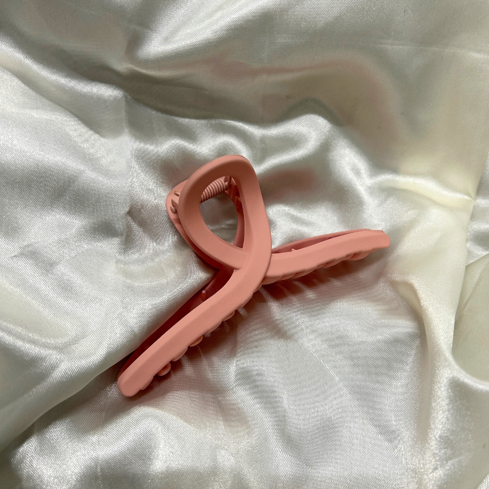 Twisted Bow Claw Clip - Peach