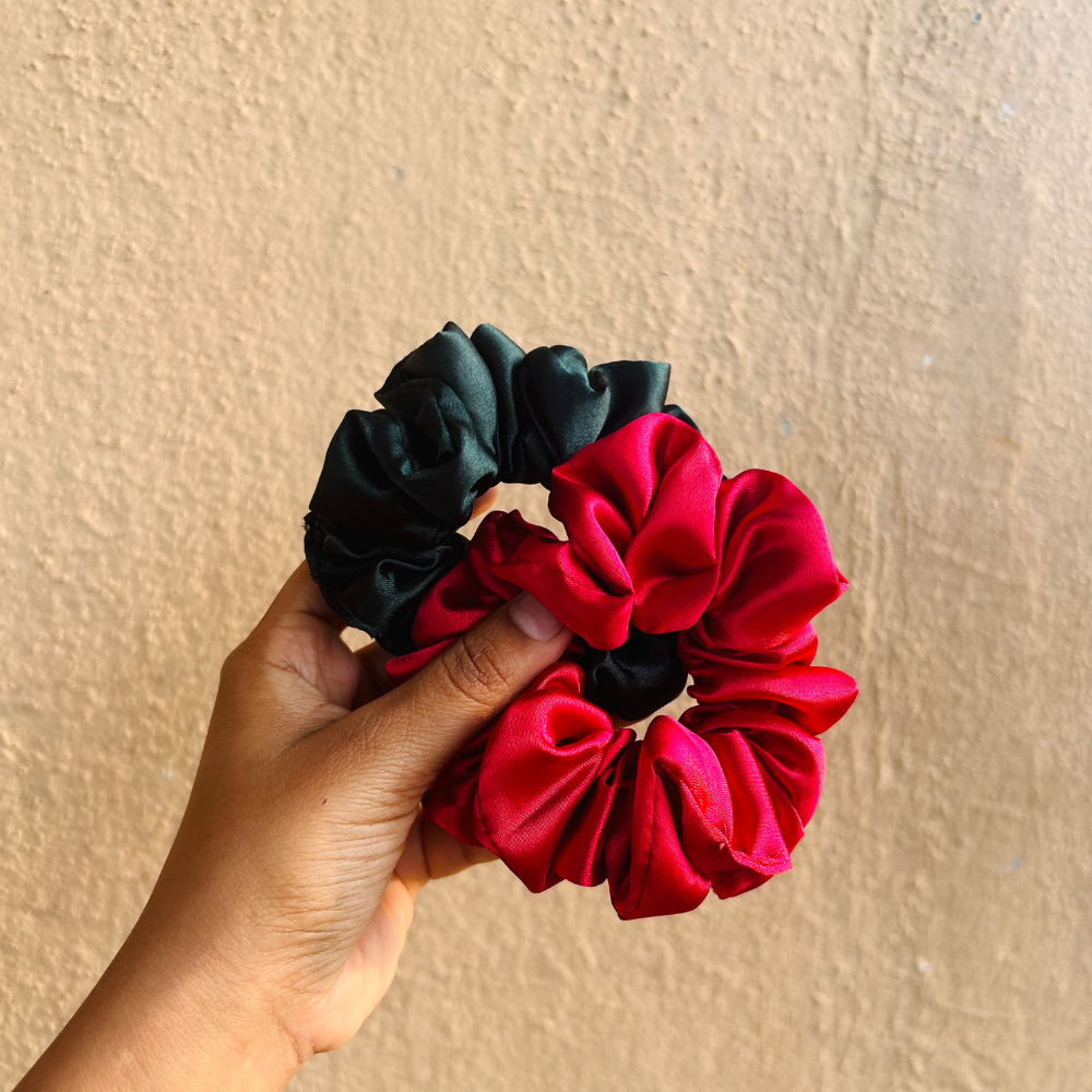 Satin Scrunchies Combo of 2 (Vana and Christmas)