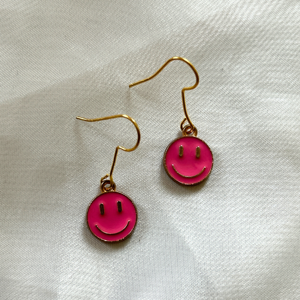 Smiley Earrings - Pink