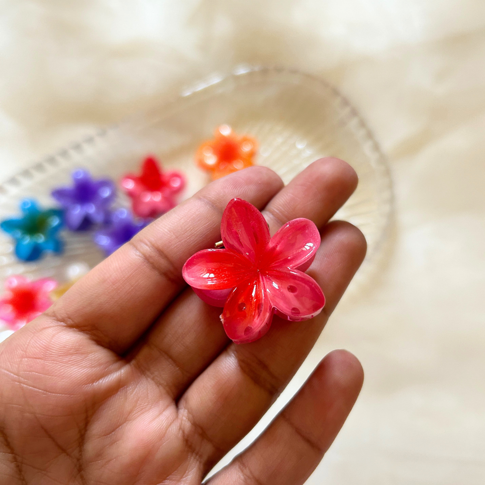 Red Flower Claw Clip - Extra Small
