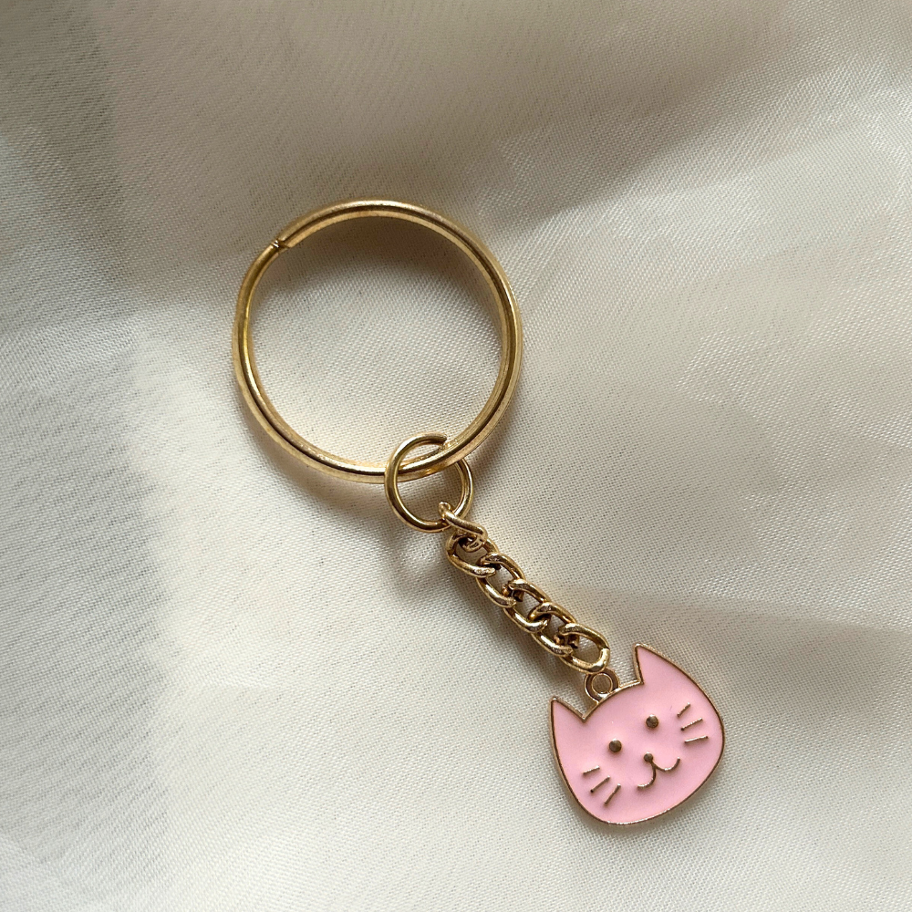 Cat Keychain - White, Black, Pink