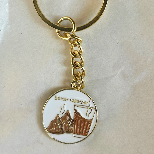 Chai and Samosa Better Together Keychain - White
