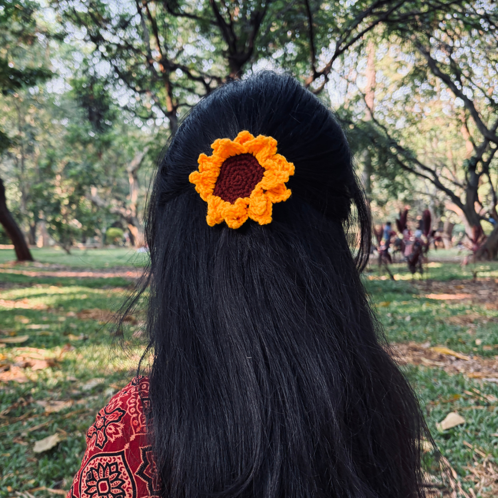 Sunflower Crochet Clip
