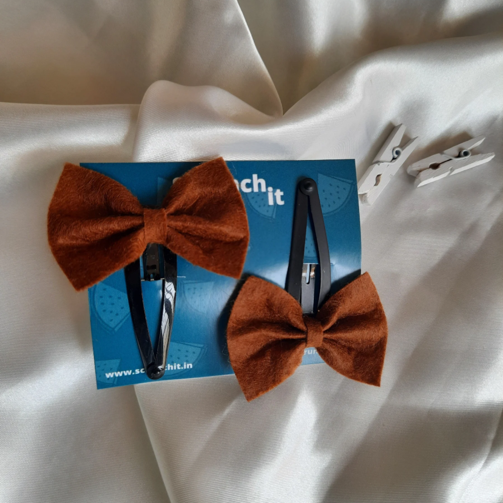 Brown Felt Micro Bows