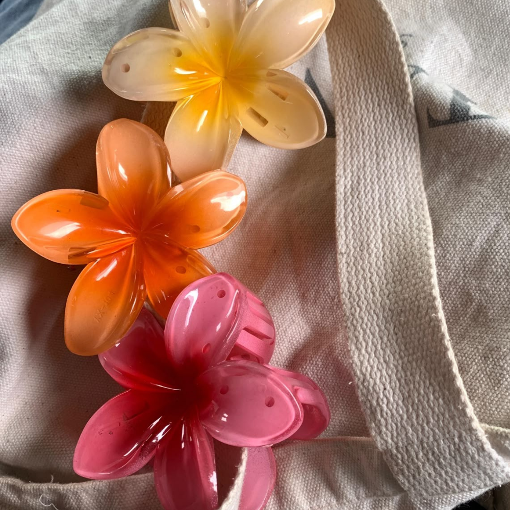 Orange Flower Claw Clip - Medium