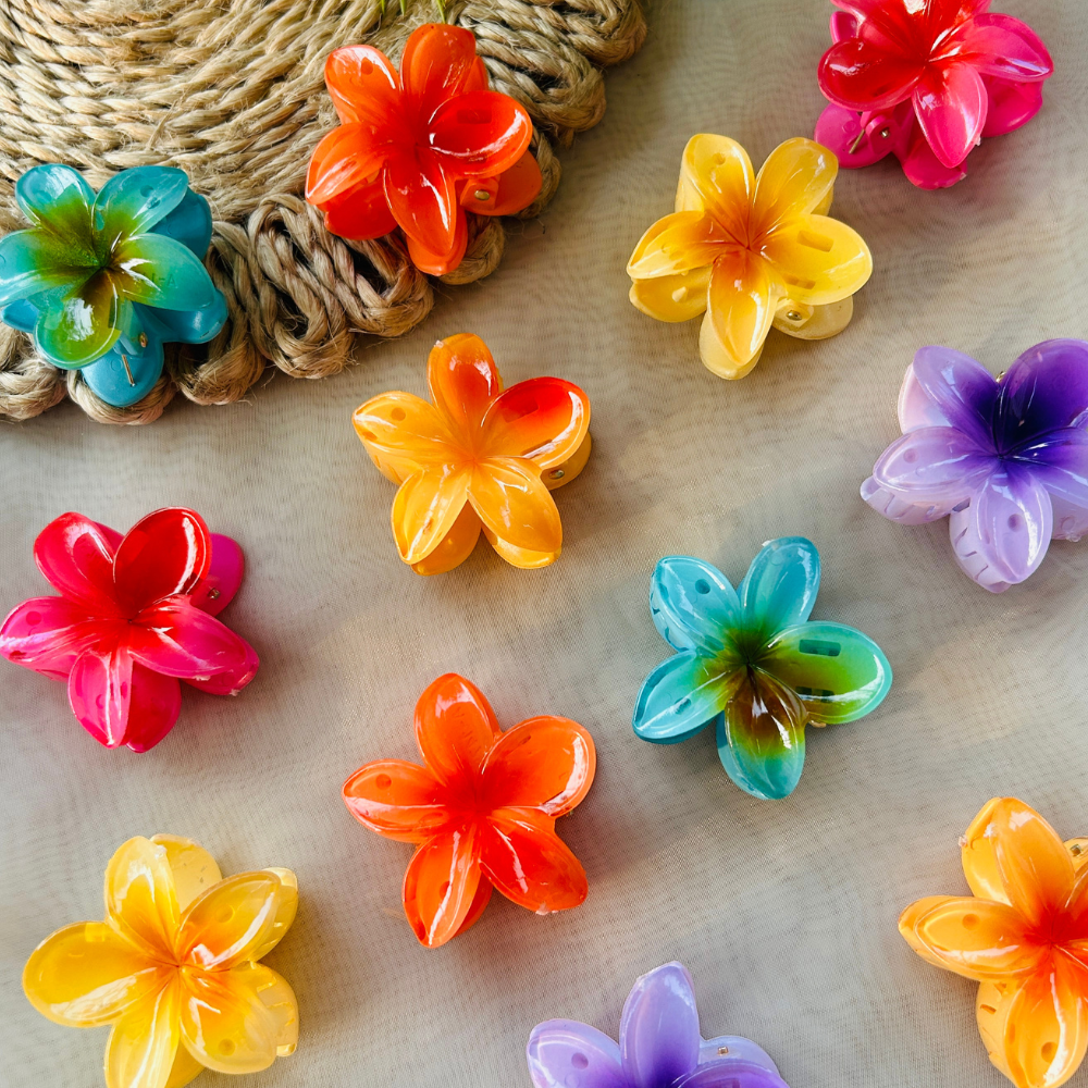 Pink Flower Claw Clip - Mini