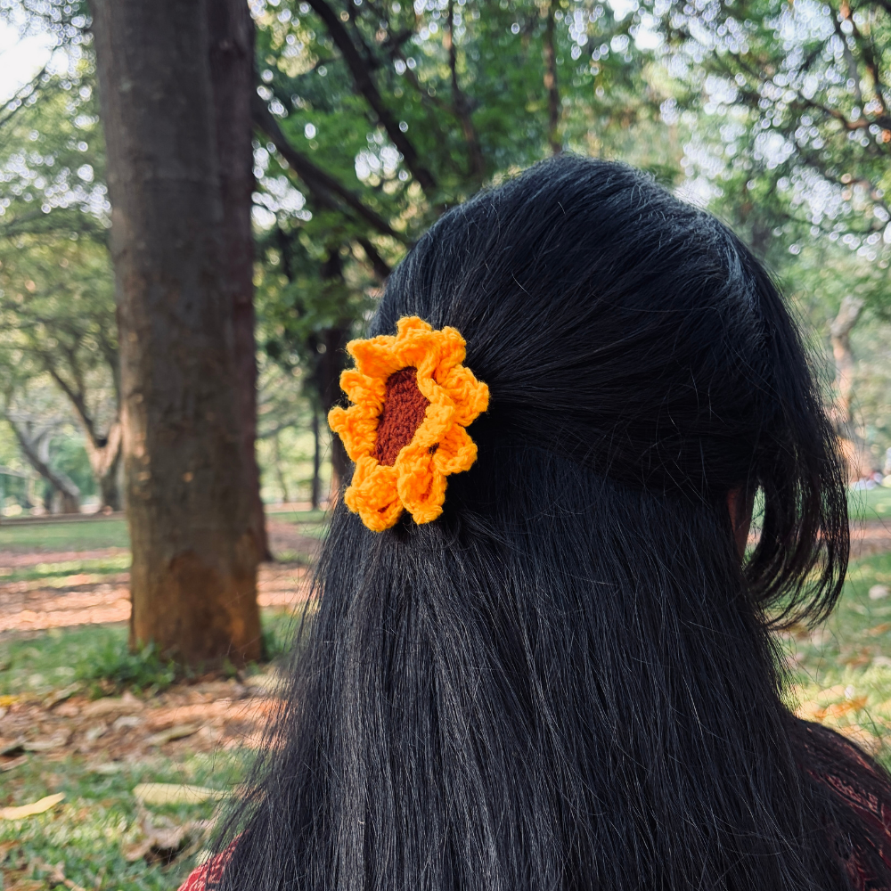 Sunflower Crochet Clip