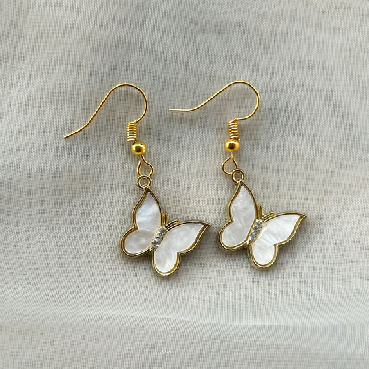 White Butterfly Earrings