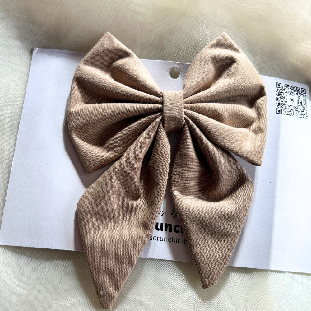 Brown Pigtail Bow