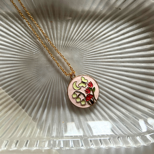 Plants and Flowers Pendant Chain - Pink