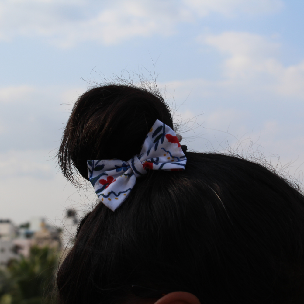 White Floral Bow