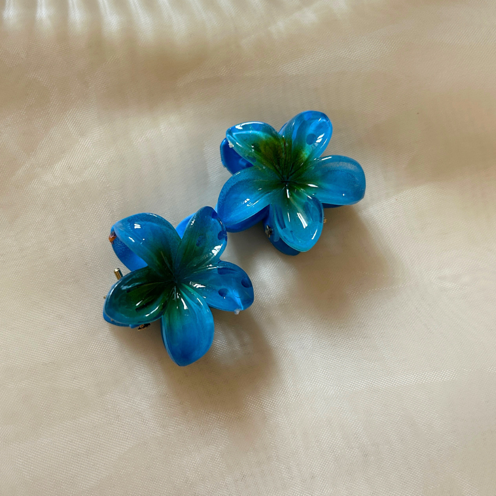Blue Flower Claw Clip - Extra Small