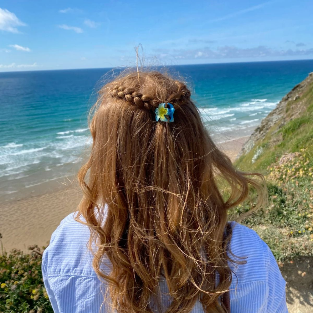 Blue Flower Claw Clip - Extra Small