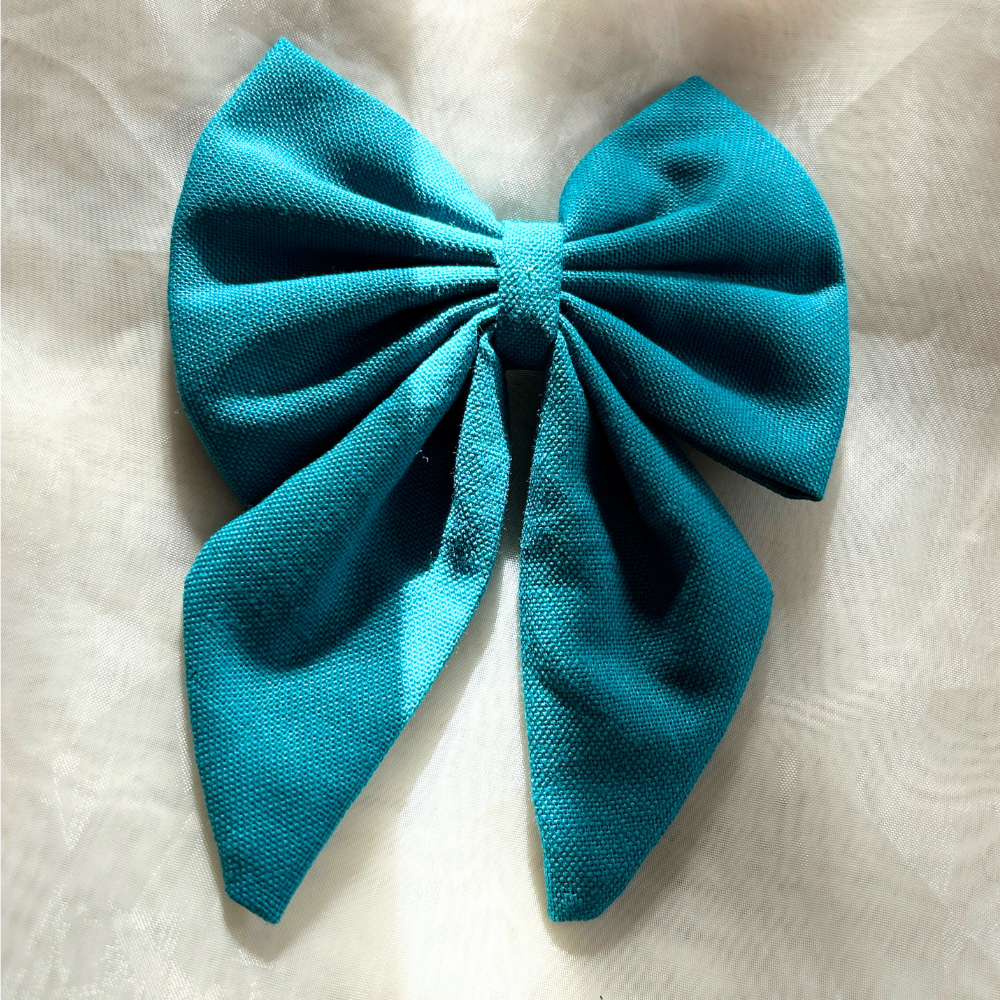 Blue Pigtail Bow