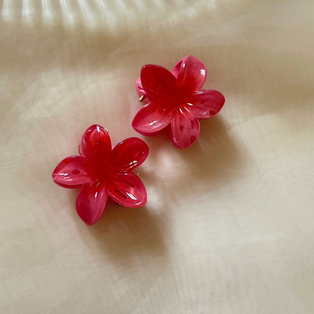 Red Flower Claw Clip - Extra Small