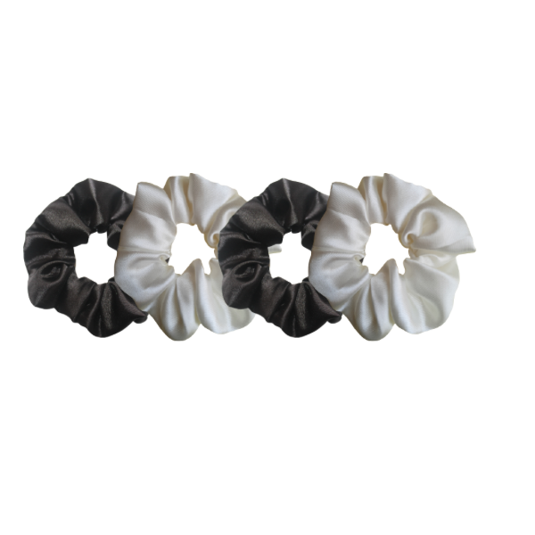 Satin Scrunchies Combo of 4 ( Black -2, White-2)