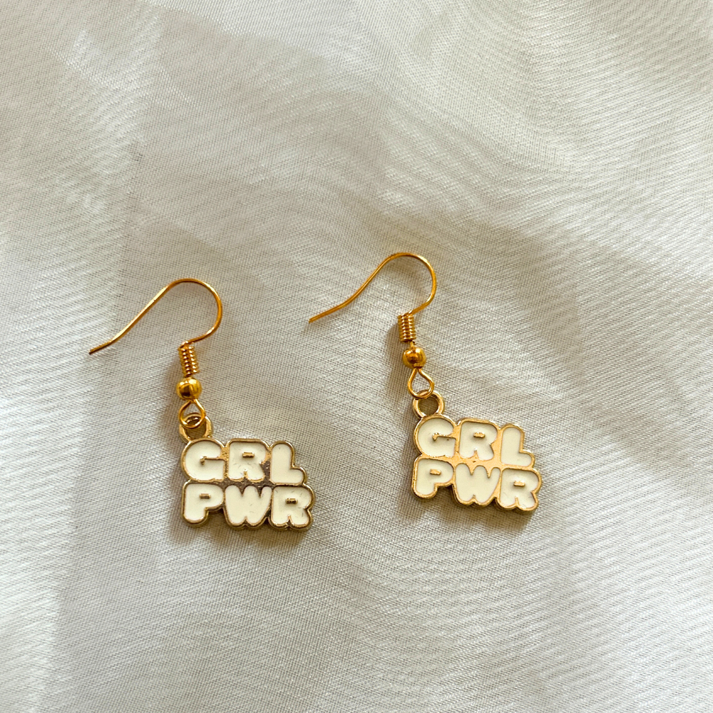 Girl Power Earrings - White