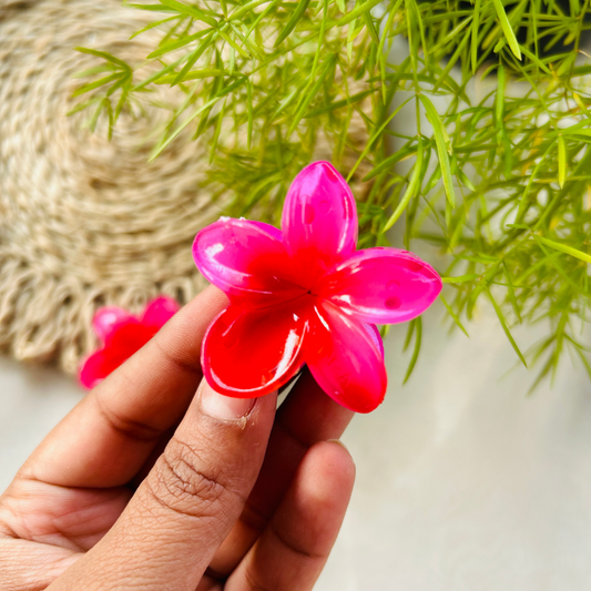 Pink Flower Claw Clip - Mini