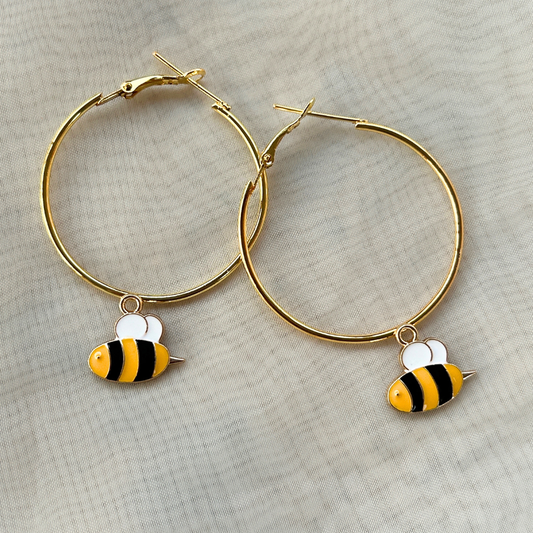 Honey Bee Hoop Earrings