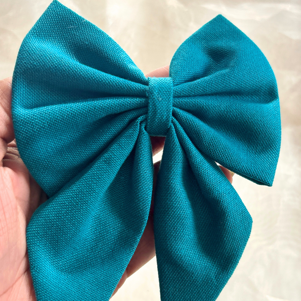 Blue Pigtail Bow