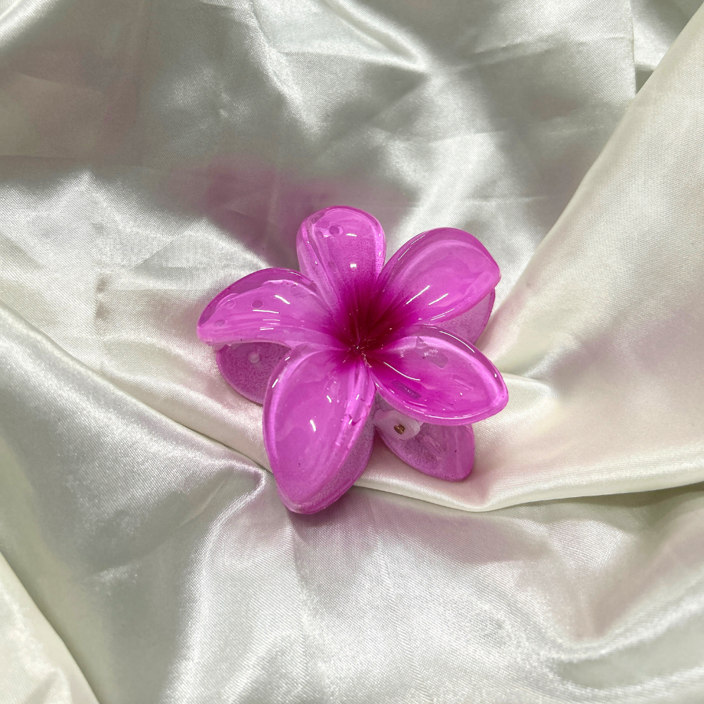 Deep Pink Flower Claw Clip - Medium