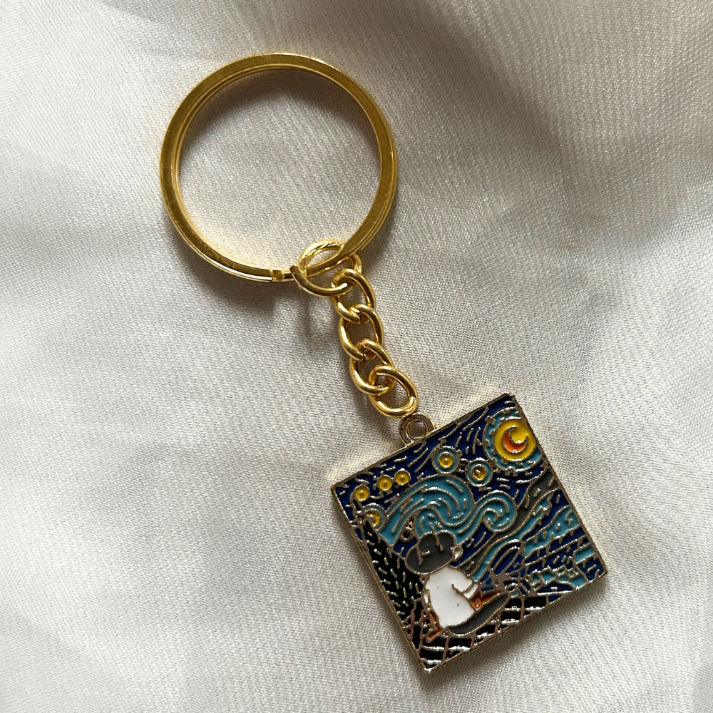 Van Gogh Starry Night Painting Keychain