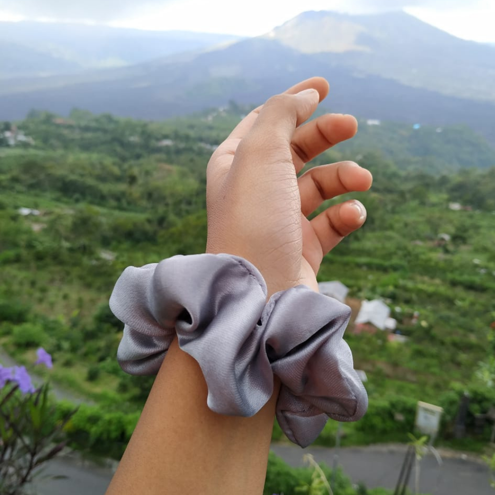 Ash - Grey Satin Scrunchie