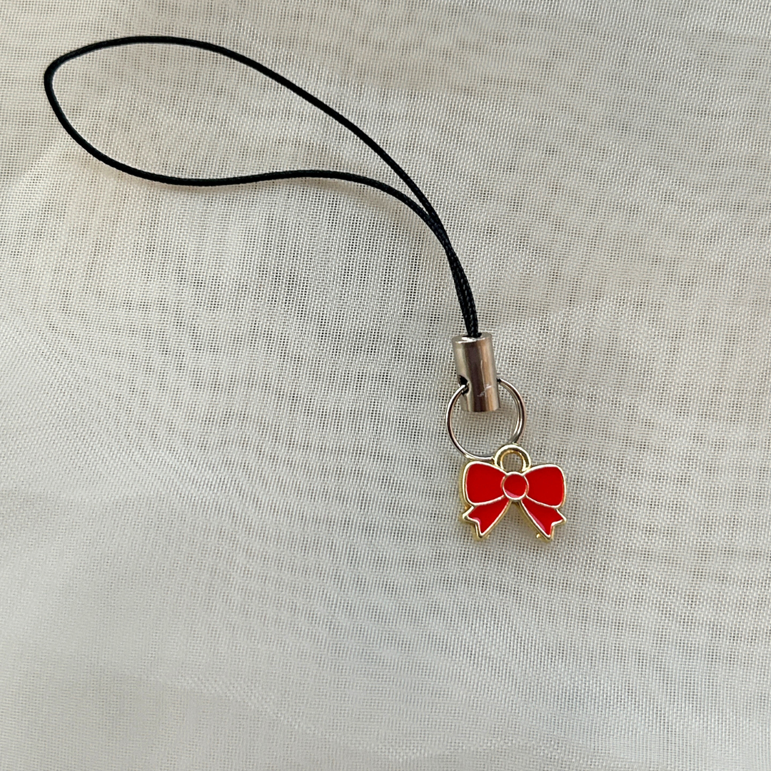 Mini Red Bow Phone Charm