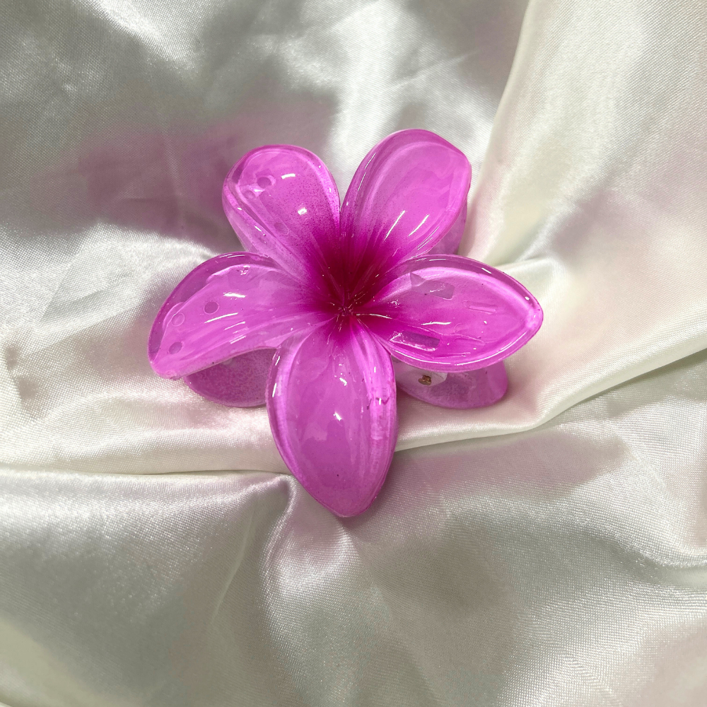 Deep Pink Flower Claw Clip - Medium