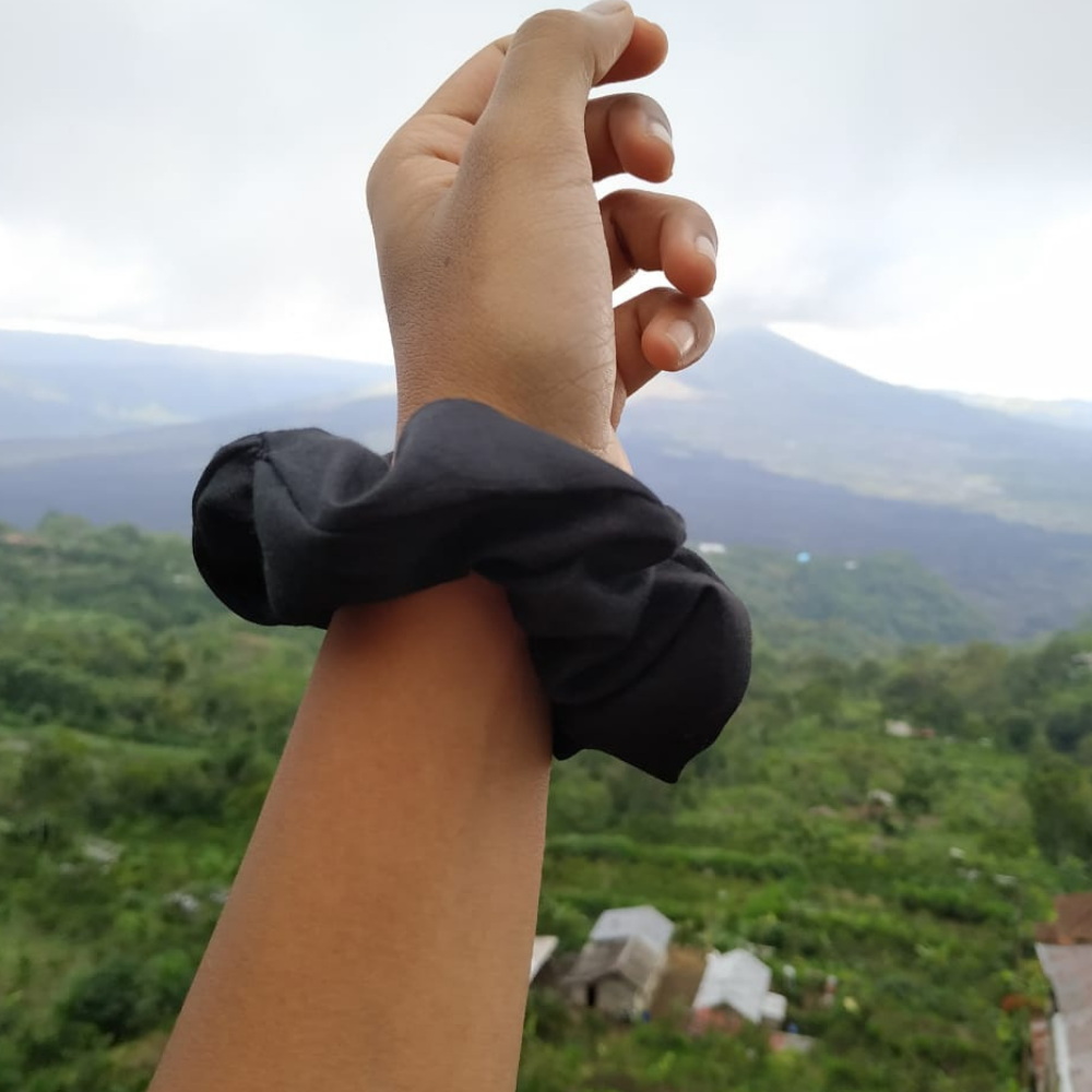 Charcoal - Black Satin Scrunchie