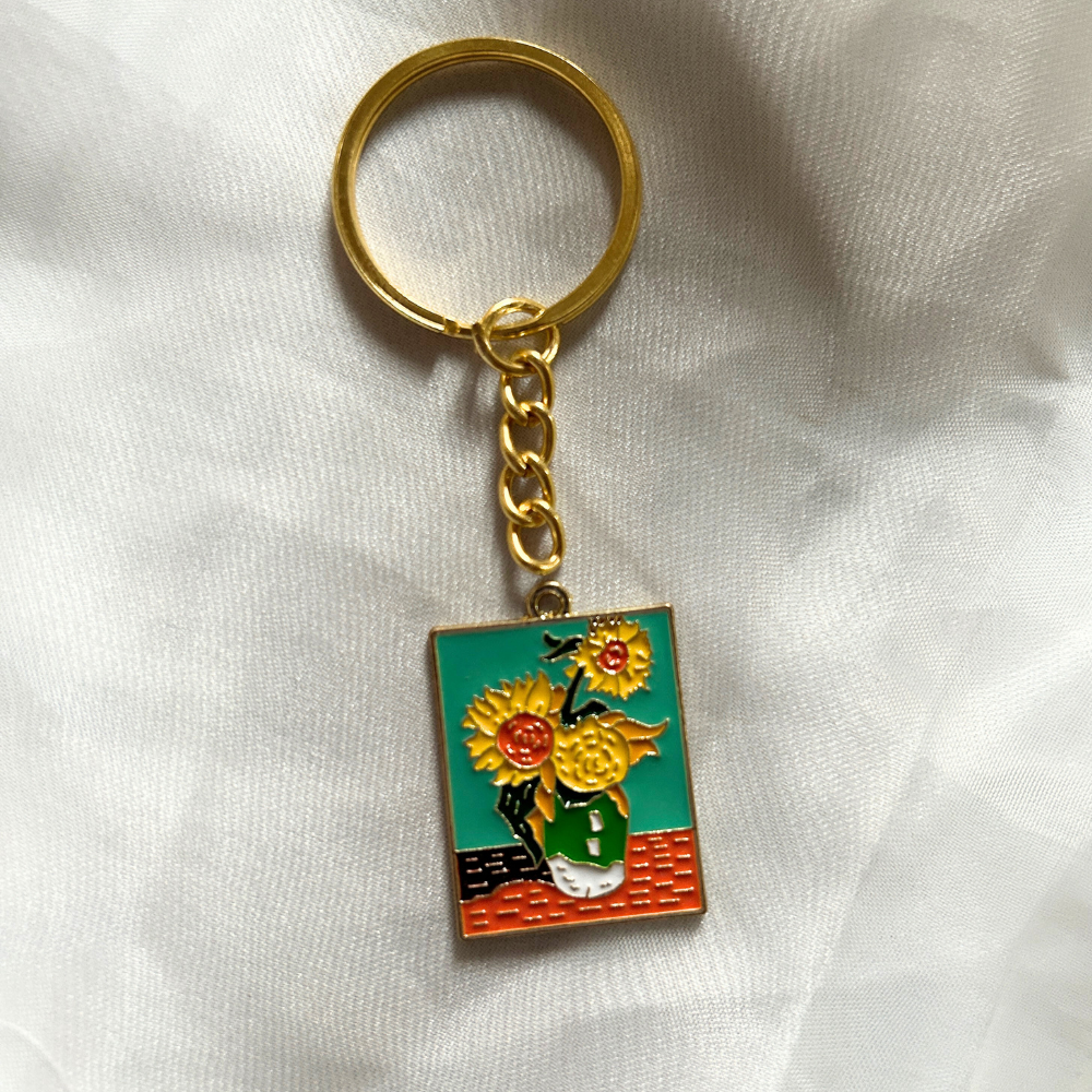 Van Gogh Sunflower Painting Keychain