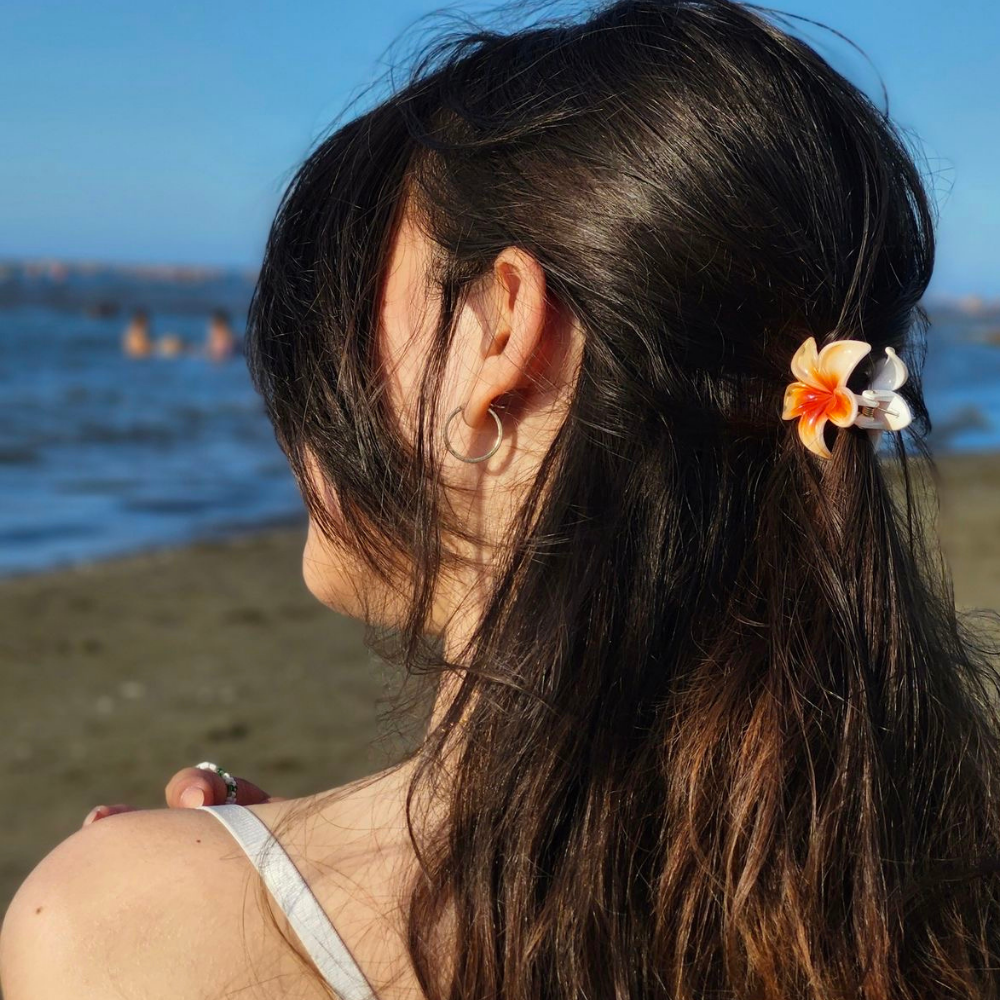 Orange Flower Claw Clip - Extra Small