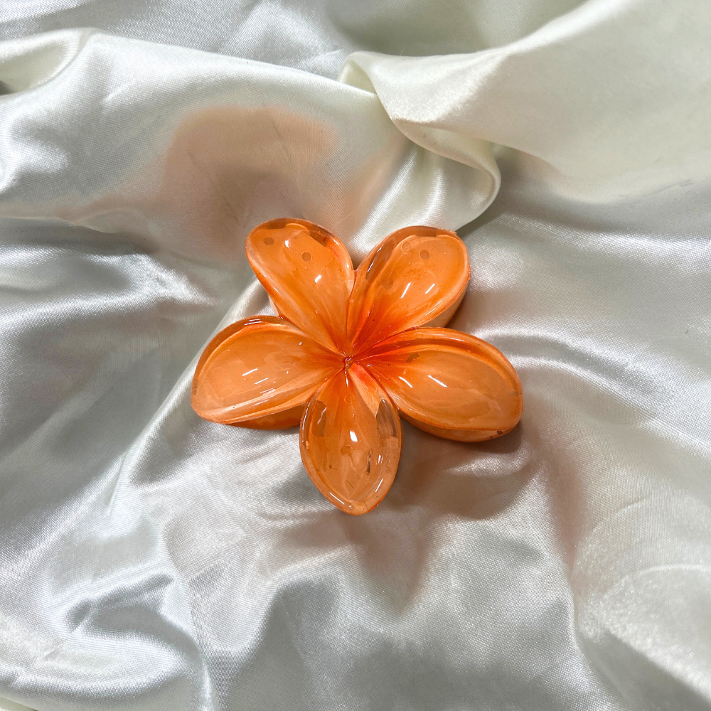 Orange Flower Claw Clip - Medium