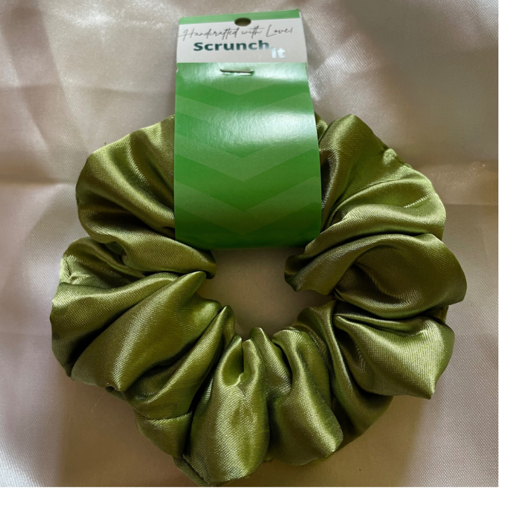 Grass - Green Satin Scrunchie