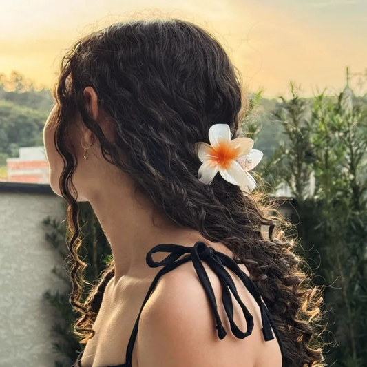 Orange Flower Claw Clip - Large