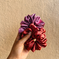 Satin Scrunchies Combo of 2 (Mauve and Mitti )