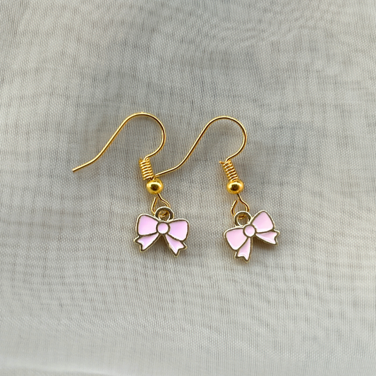 Mini Bow Earrings - Pink