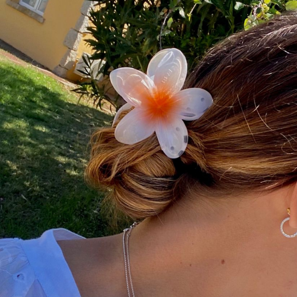Orange Flower Claw Clip - Large