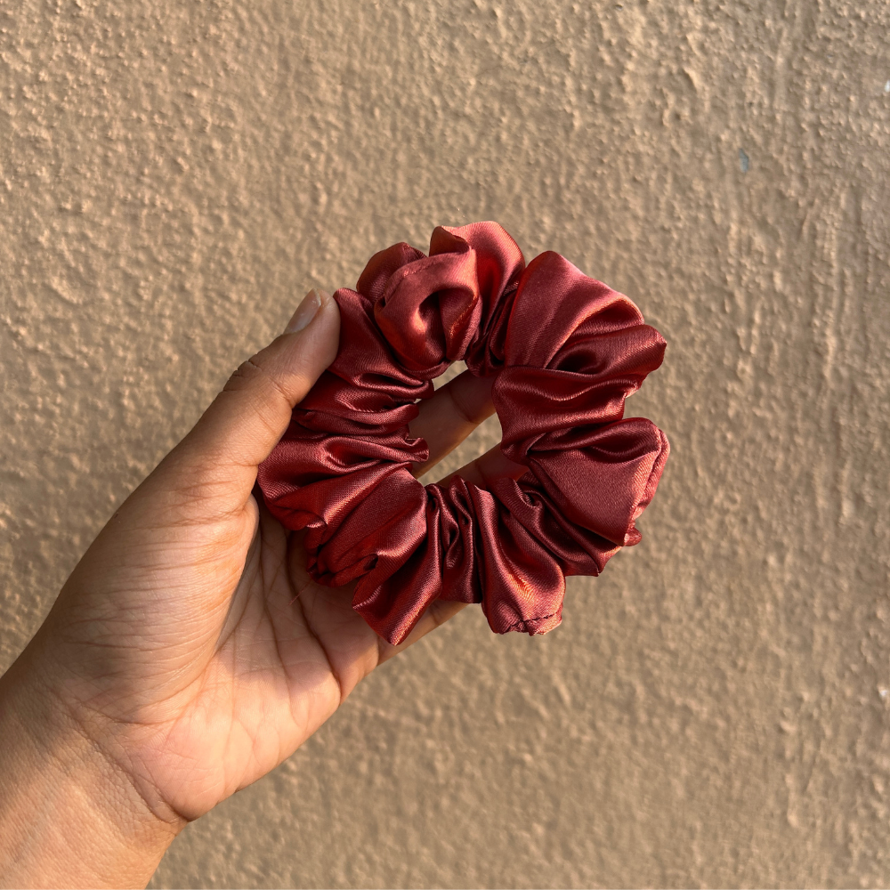 Mitti - Brown Satin Scrunchie