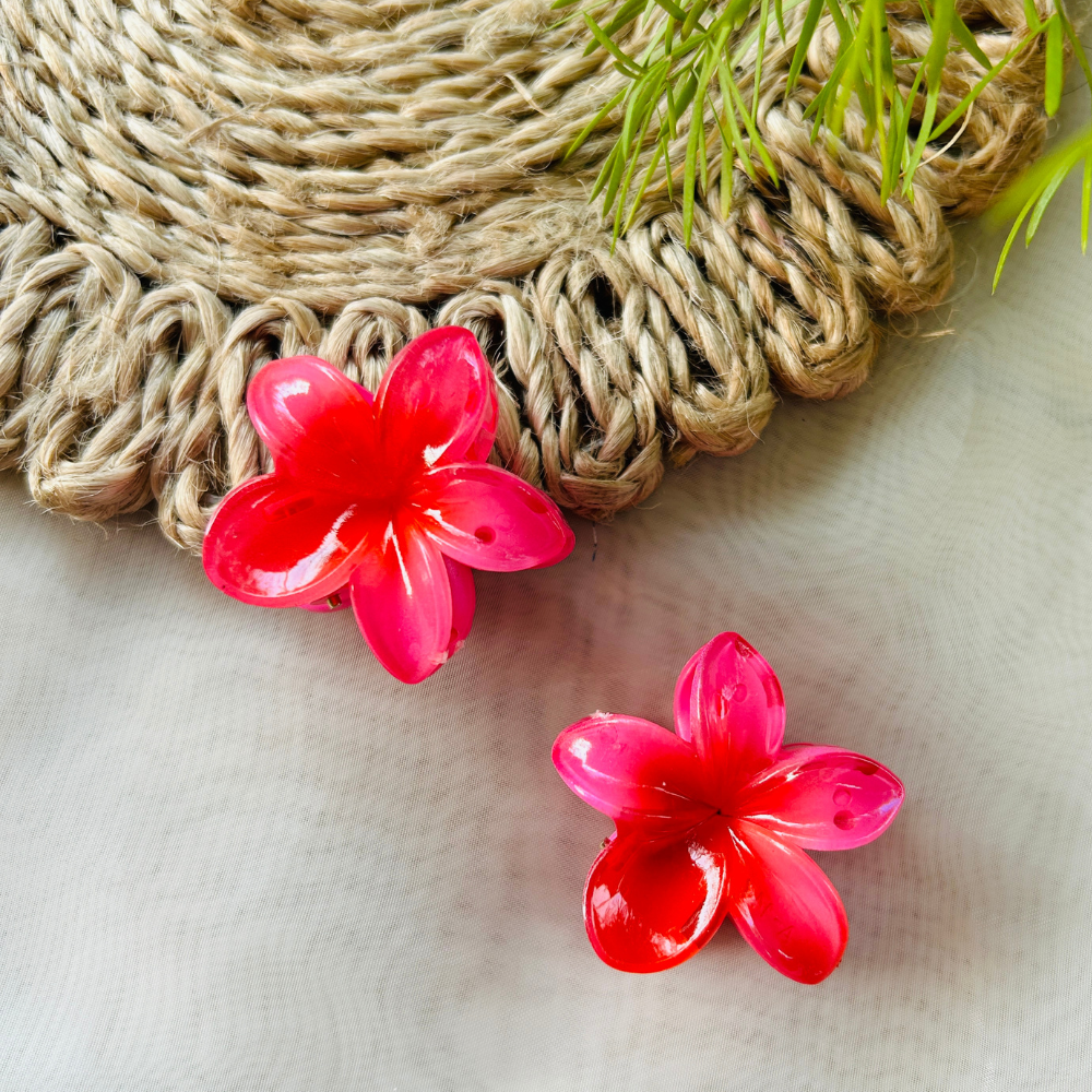 Pink Flower Claw Clip - Mini