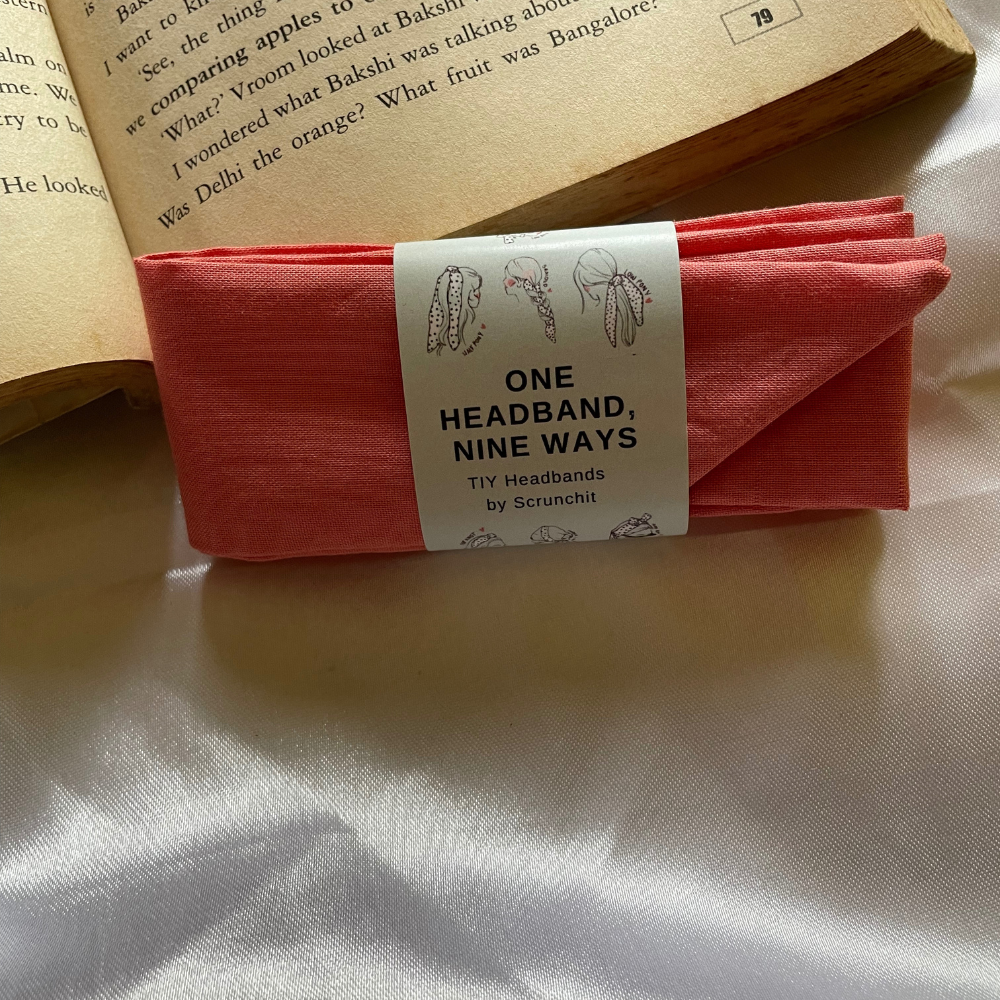 Peach with white beachy prints TIY Headband