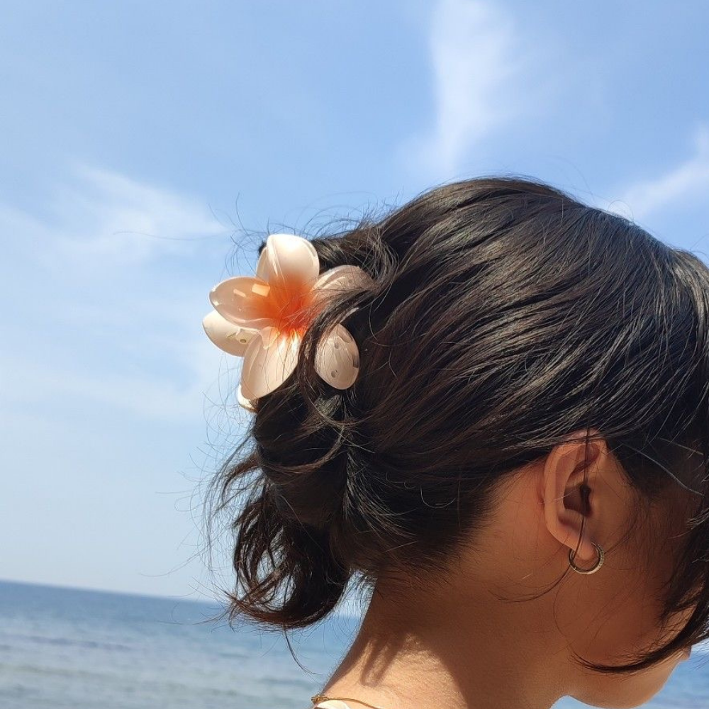 Orange Flower Claw Clip - Large