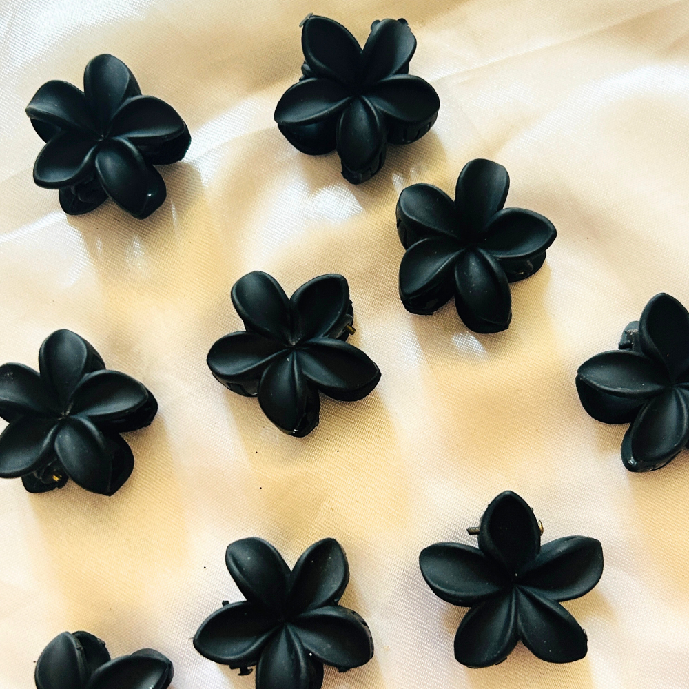 Black Flower Claw Clip - Extra Small