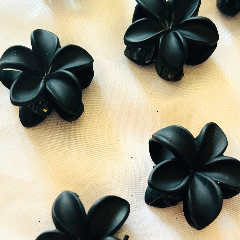 Black Flower Claw Clip - Extra Small